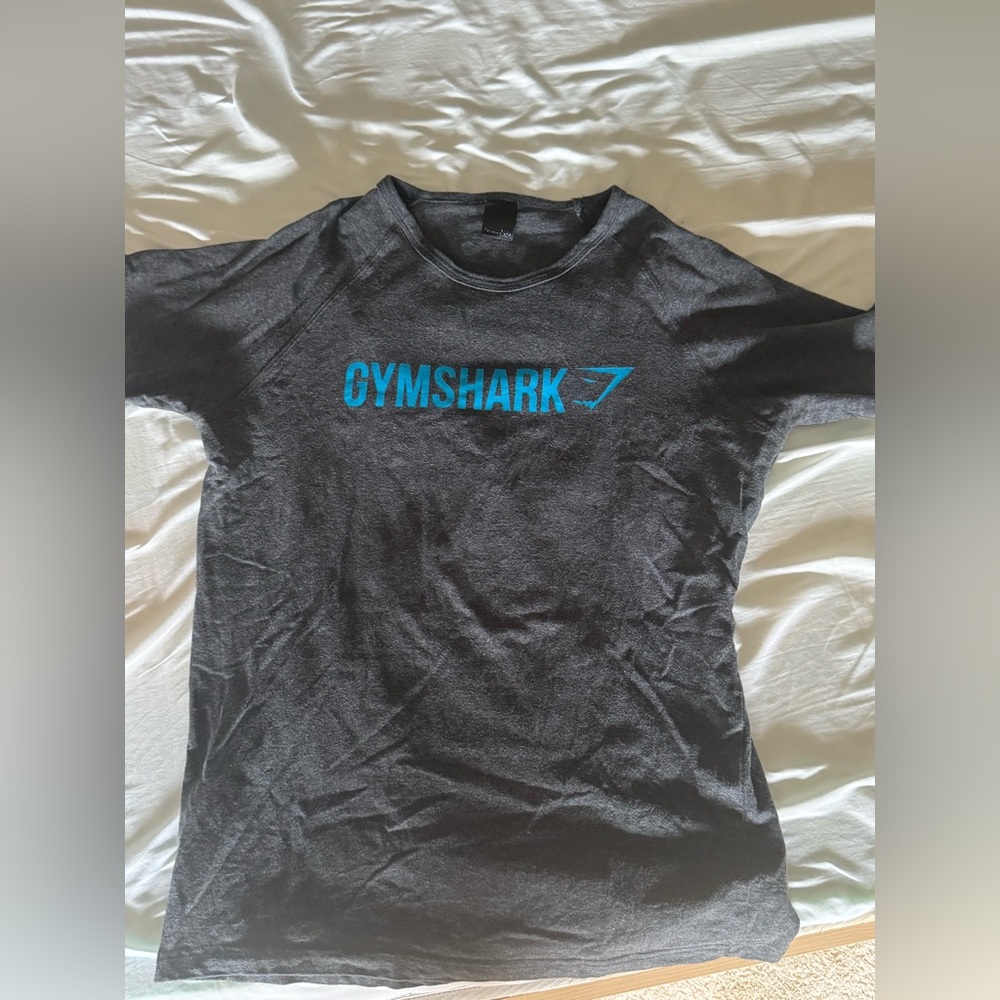 Gymshark Charcoal Tee with Blue Logo